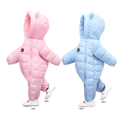 婴儿连体衣男女宝宝羽绒棉哈衣抱服冬季加厚新生儿童衣服外出爬服