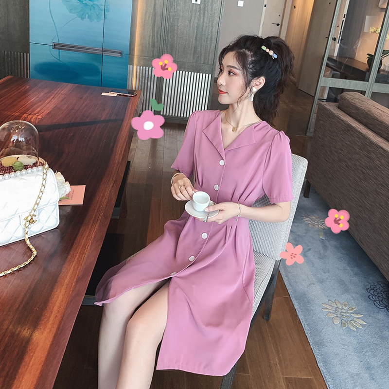 梦梦家淑女风小西装领气质短袖连衣裙女中长款2019夏季温柔桔梗裙|msdalam kategori Butik wanita / wanita, pakaian - dari Buy2taobao.com untuk memberikan perkhidmatan ejen Taobao profesional membeli