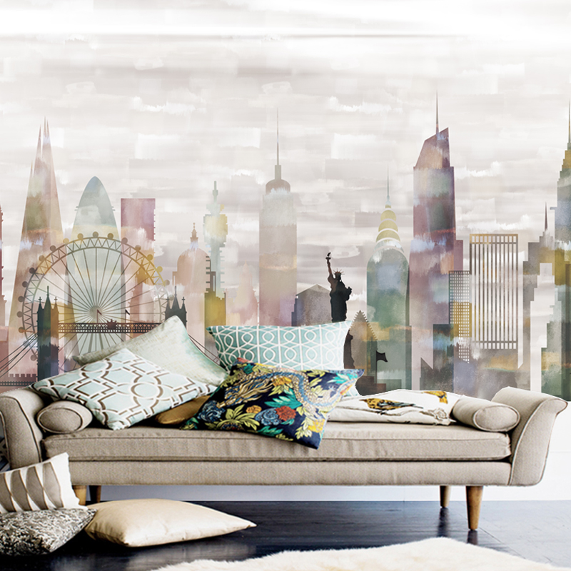 customized Northern Europe Abstract City Oil Painting seamless Qiangbu mural a living room bedroom sofa background television background wallpaperin the Decoration main material , Wallpaper , Non-woven wallpaper category - from Buy2taobao.com to provide professional Taobao agent buy service