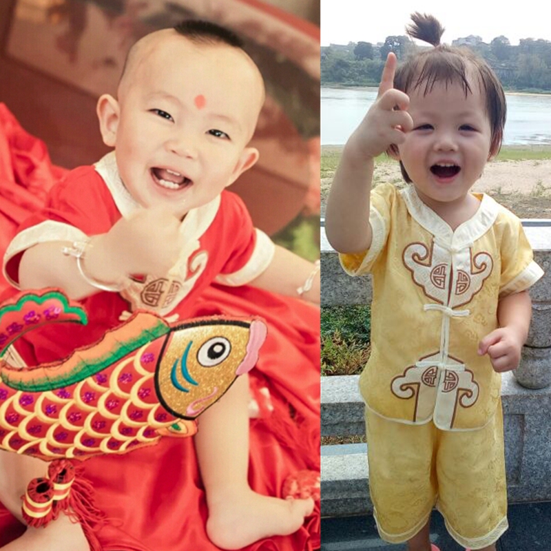 Children Suit Short sleeved Boy Cotton silk One hundred days Caught Week kindergarten children go out Male baby Tang costume Summer Redin the Children/Baby/Family fitted , Children's Robes/Costume/National costume , Costume category - from Buy2taobao.com to provide professional Taobao agent buy service