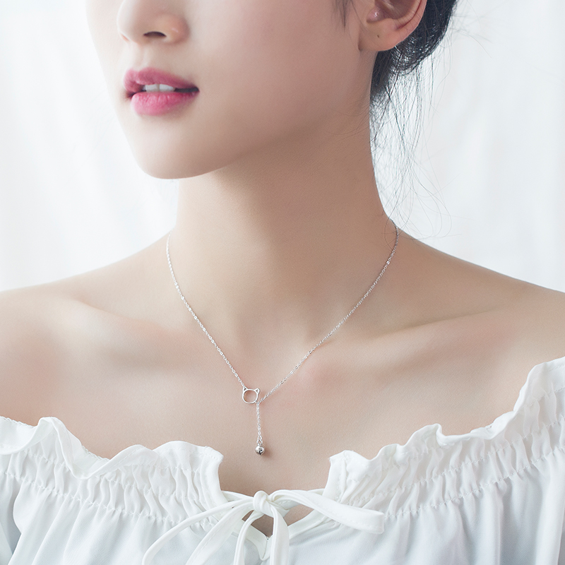 925 Sterling Silver Kitty Small bell Necklace Japan and South Korea Simplicity Versatile student fresh clavicle originality Small bell Pendantin the Accessories/Fashion Jewelry, Necklace category - from Buy2taobao.com to provide professional Taobao agent buy service