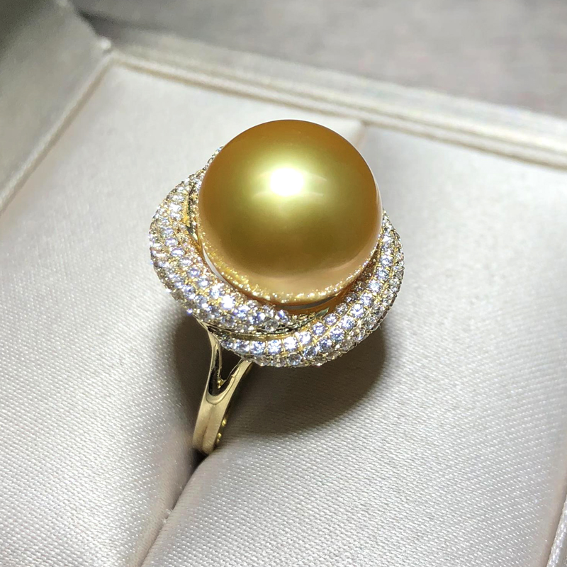 豪华18K黄金指环进口南洋金珠戒指海水正品强光正圆深浓金色气质|ruв категории ювелирные изделия/алмаз/жадеит/золото, природный жемчуг (новый), украшения - от Buy2taobao.com для оказания профессиональной услуги покупки агента Taobao