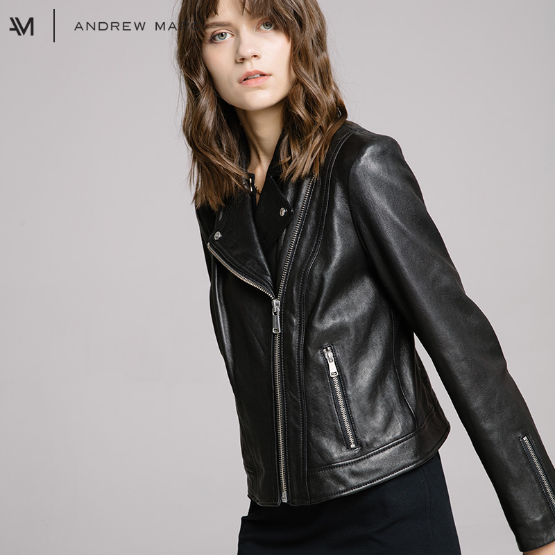 ANDREWMARC秋冬新款女皮衣短款外套時尚修身真皮短外套在類目 女裝/女士精品, 皮衣中 - 來自Buy2taobao.com提供專業的淘寶代購服務