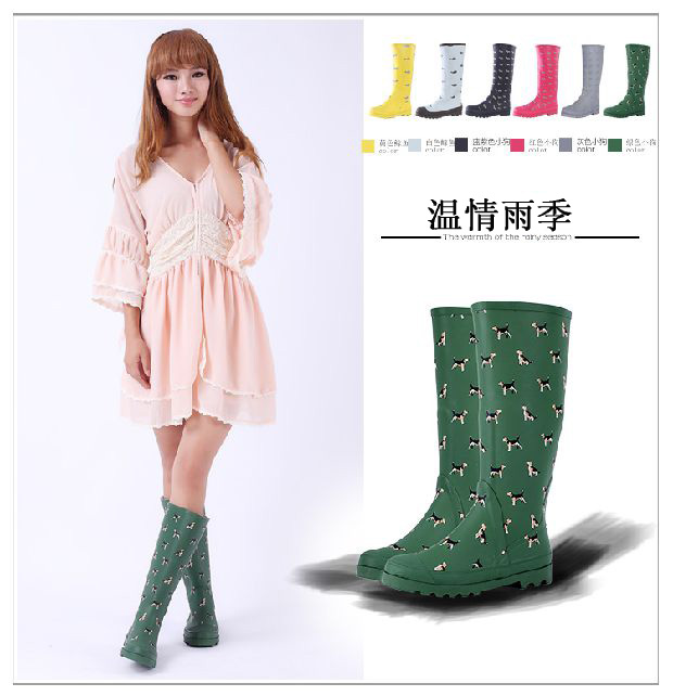 韓國雨靴正品女士修腳顯瘦可愛卡通女款高筒雨鞋水鞋印花橡膠靴在類目 女鞋, 雨鞋中 - 來自Buy2taobao.com提供專業的淘寶代購服務