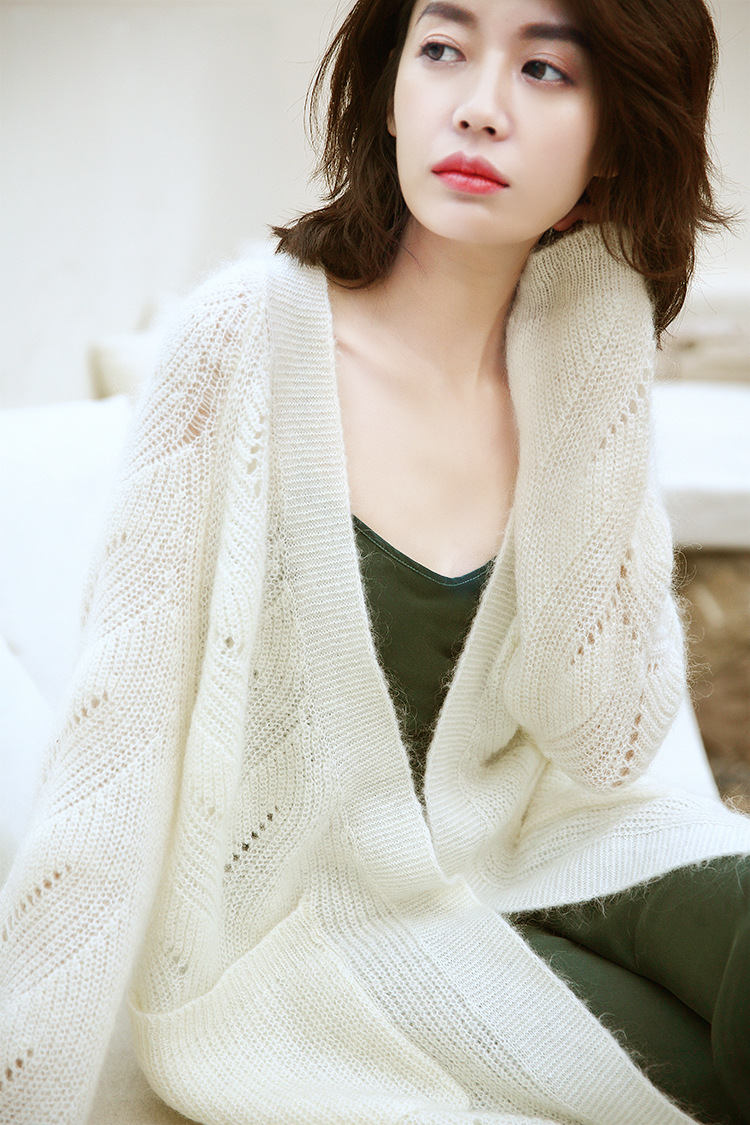 Commuter Women 2019 new pattern Mohair Long sleeve Mid length version knitting Cardigan Solid Sunscreen wool Shawlin the Women's clothing/Boutique , Wool sweater category - from Buy2taobao.com to provide professional Taobao agent buy service