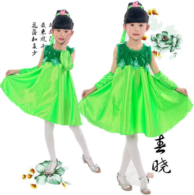 春晓六一儿童演出服学生现代舞蹈少儿元旦古诗绿舞台服装女表演裙在类目 童装/婴儿装/亲子装, 儿童演出服中 - 来自Buy2taobao.com提供专业的淘宝代购服务