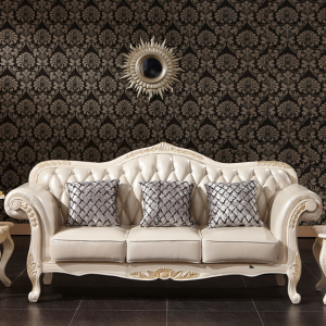 奥非思家居 欧式古典复古客厅真皮三人位沙发