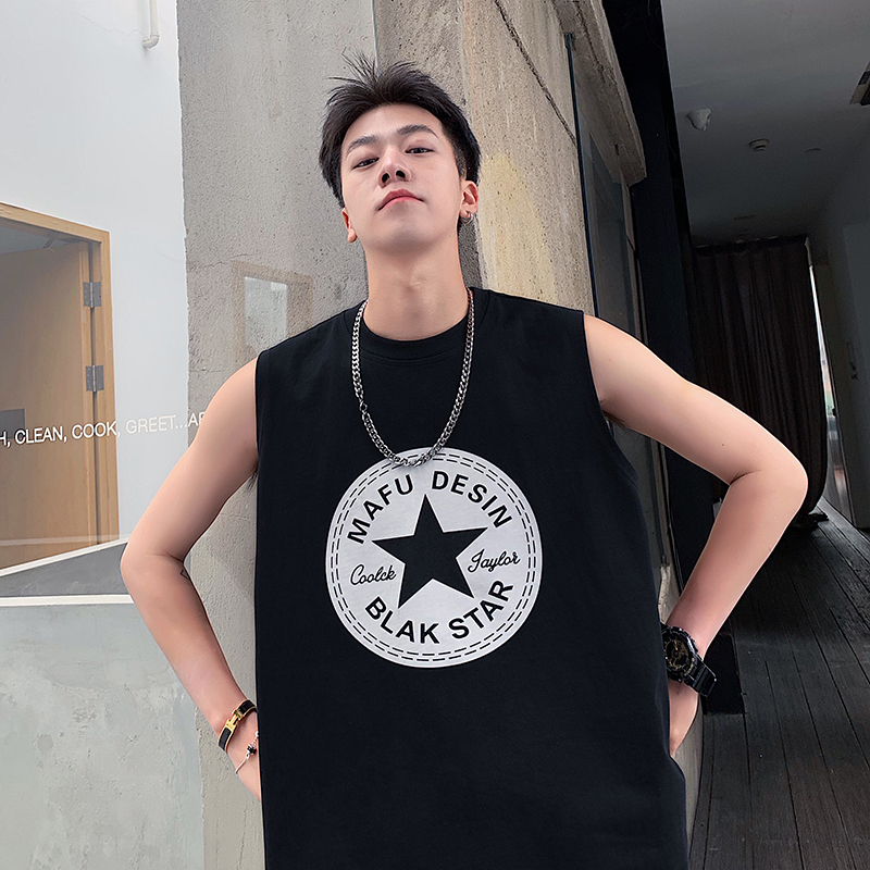 T5背心男夏季潮牌网红ins运动坎肩宽松个性潮刘外穿嘻哈无袖t恤男在类目 男装, 背心/马甲中 - 来自Buy2taobao.com提供专业的淘宝代购服务