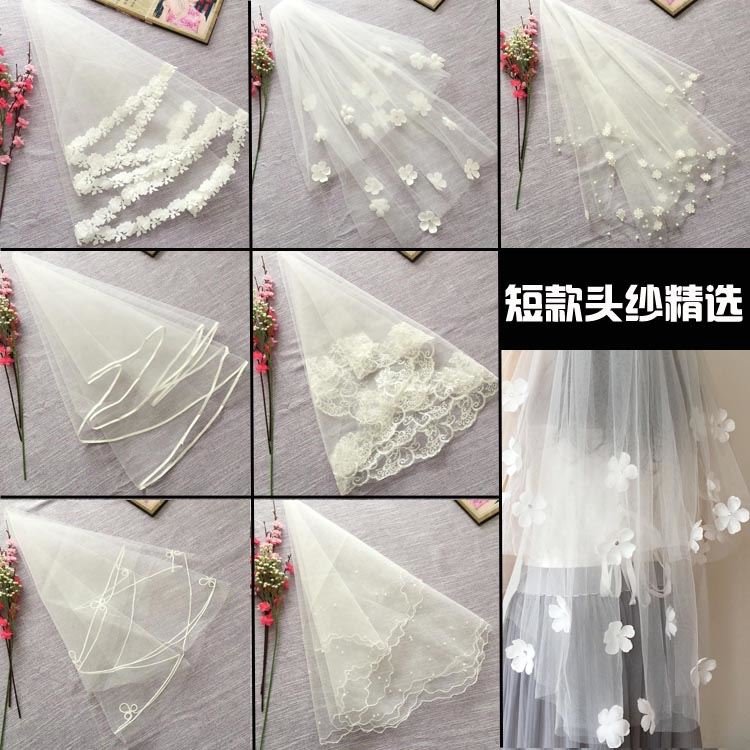 裸纱头纱头饰超仙网红拍照仙女蓬头纱发饰香槟色花朵欧式时尚短款在类目 服饰配件/皮带/帽子/围巾, 婚纱礼服配件, 头纱中 - 来自Buy2taobao.com提供专业的淘宝代购服务