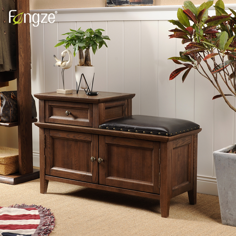 Fengze American style rural solid wood Shoe cabinet Simplicity Shoe changing stool household Entrance cabinet Storage Lockers AS818in the Residential furniture , Cabinet , Shoebox category - from Buy2taobao.com to provide professional Taobao agent buy service