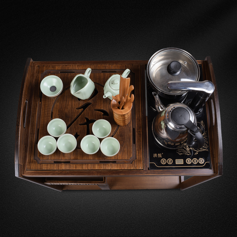 竹制茶台移动茶车茶盘家用简约自动上水电磁炉茶具套装阳台小茶桌在类目 住宅家具, 几类, 茶几中 - 来自Buy2taobao.com提供专业的淘宝代购服务
