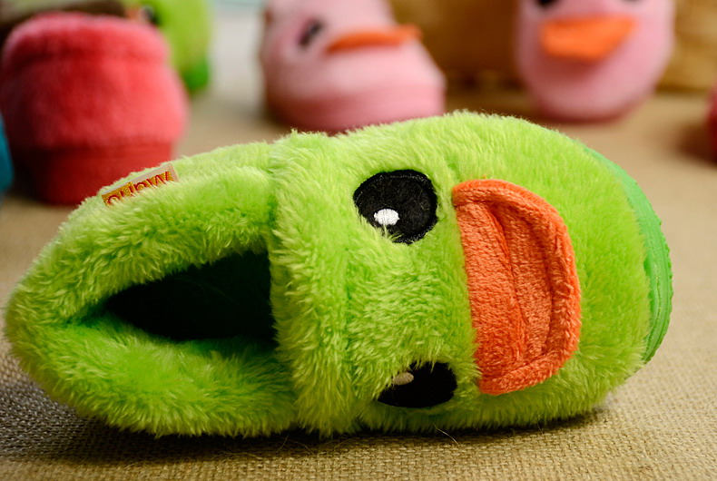 Free shipping a family of three parent-child shoes children shoes big yellow duck baby the whole package with cotton slippers warm home fluff