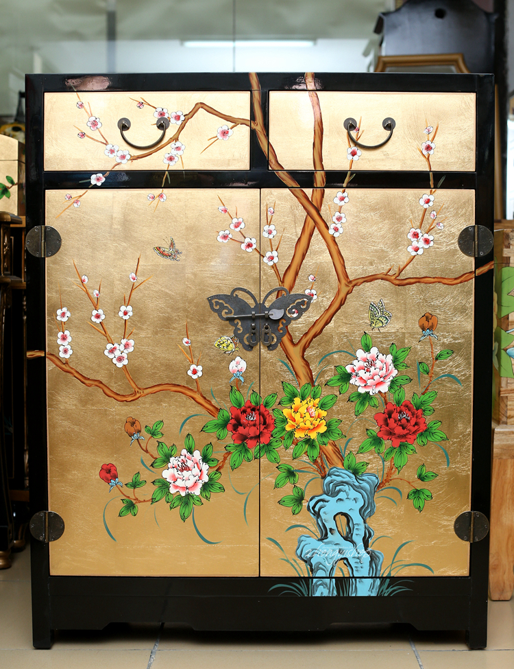Gold foil Hand-painted furniture furniture Chinese furniture Classic Furniture Two cabinet Shoe cabinet Lockers Entrance cabinetin the Residential furniture , Cabinet , Shoebox category - from Buy2taobao.com to provide professional Taobao agent buy service