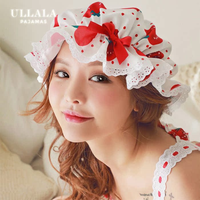 ULLALA19春韩国进口正品女款时尚番茄印花花边头巾浴帽19117K|msdalam kategori keluarga/Alat Pembersihan peribadi, Peralatan pembersihan penjagaan diri, topi mandi - dari Buy2taobao.com untuk memberikan perkhidmatan ejen Taobao profesional membeli