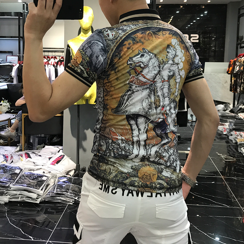 男士短袖t恤冰蚕丝夏季冰丝半袖男欧洲站个性潮流修身翻领Polo衫在类目 男装, Polo衫中 - 来自Buy2taobao.com提供专业的淘宝代购服务