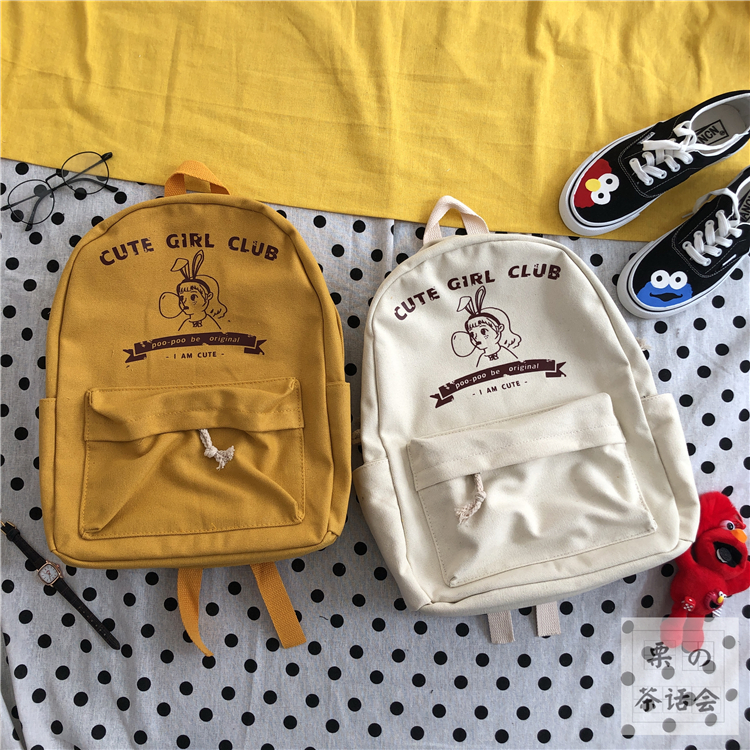 Korean Edition ins Canvas Shoulder Bag chic vintage Soft sister girl knapsack College wind Campus student schoolbagin the Leather/Lady bags/Men's bag, Backpack category - from Buy2taobao.com to provide professional Taobao agent buy service