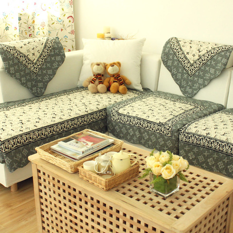 正品布艺 田园皮沙发垫布艺坐垫时尚欧式罩巾套防滑飘窗垫子特价 江南一鱼_易购街