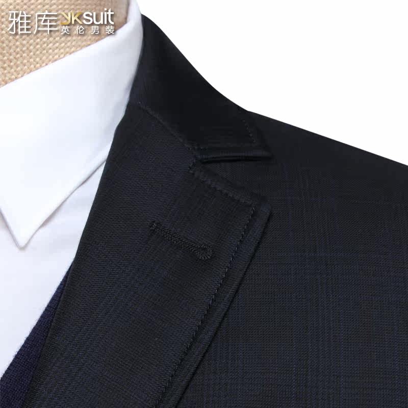 雅库 2013新款羊毛混纺男士西服<em>外套</em> <em>藏青色格</em>
