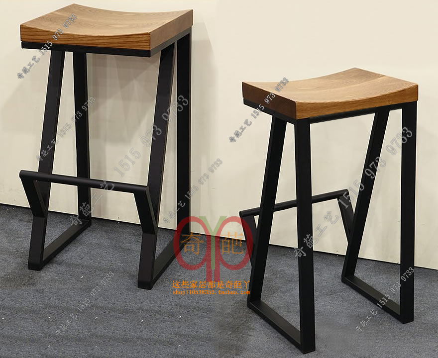 American style Bar stools Iron art Tall stool Retro Reception solid wood leisure time coffee bar Restaurant Bar chairin the Business/Office Furniture , Entertainment/Bar/KTV Furniture , Bar Stools category - from Buy2taobao.com to provide professional Taobao agent buy service