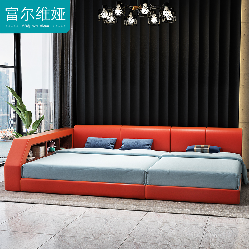 Japanese low bed 2.5 3 meters the republic of korea Super large Master Bedroom Simplicity Leather bed enclosure familyin the Residential furniture , Beds , Fabric bed category - from Buy2taobao.com to provide professional Taobao agent buy service