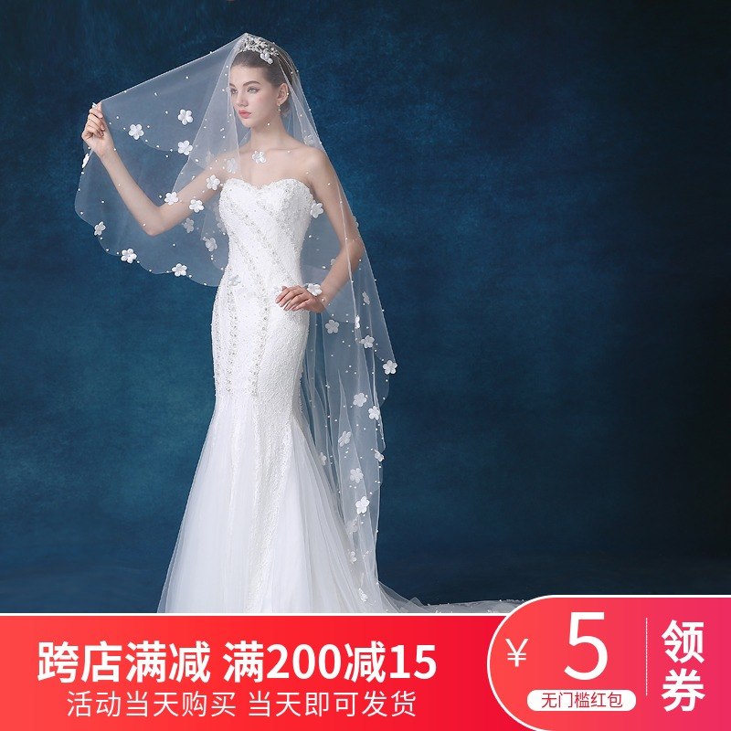 2019年新款新娘婚纱礼服头纱新款韩式白色头纱公主超长头纱包邮在类目 服饰配件/皮带/帽子/围巾, 婚纱礼服配件, 头纱中 - 来自Buy2taobao.com提供专业的淘宝代购服务