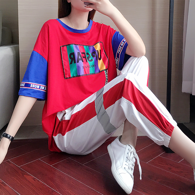 休闲运动套装女夏季2019新款韩版宽松嘻哈洋气港味网红时尚两件套在类目 女装/女士精品, 套装/学生校服/工作制服, 休闲运动套装中 - 来自Buy2taobao.com提供专业的淘宝代购服务