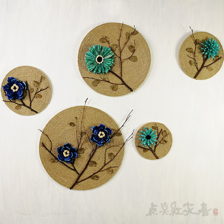花好月圆蓝色系麻绳手工装饰画东南亚家居壁饰挂件干花玄关墙饰在类目 家居饰品, 壁饰中 - 来自Buy2taobao.com提供专业的淘宝代购服务