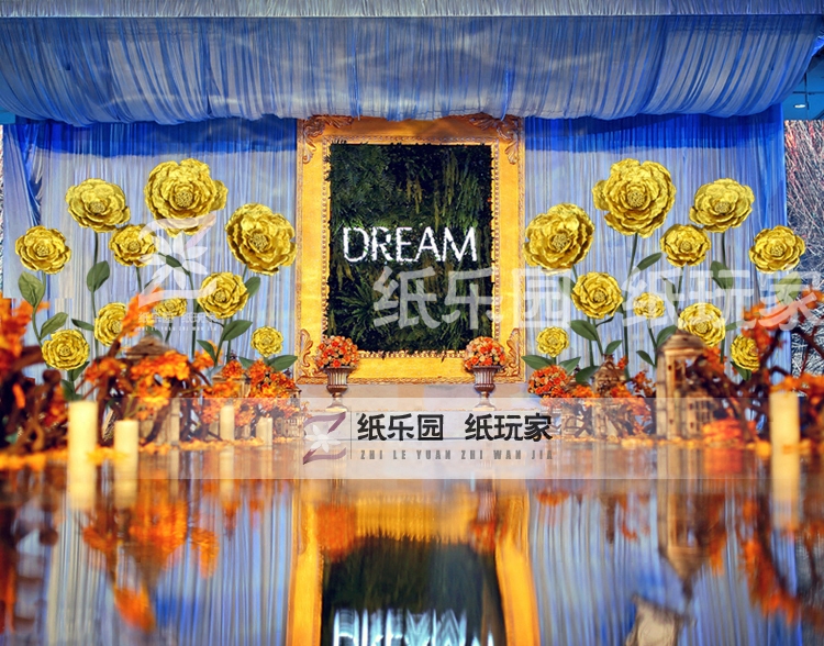 customized Players Showcase decorate Wedding celebration stage Mei Chen manual Paper flowers Bright Gold and Silver rose Customized 0177#in the Festive supplies/Gift , Other Festival Gifts category - from Buy2taobao.com to provide professional Taobao agent buy service