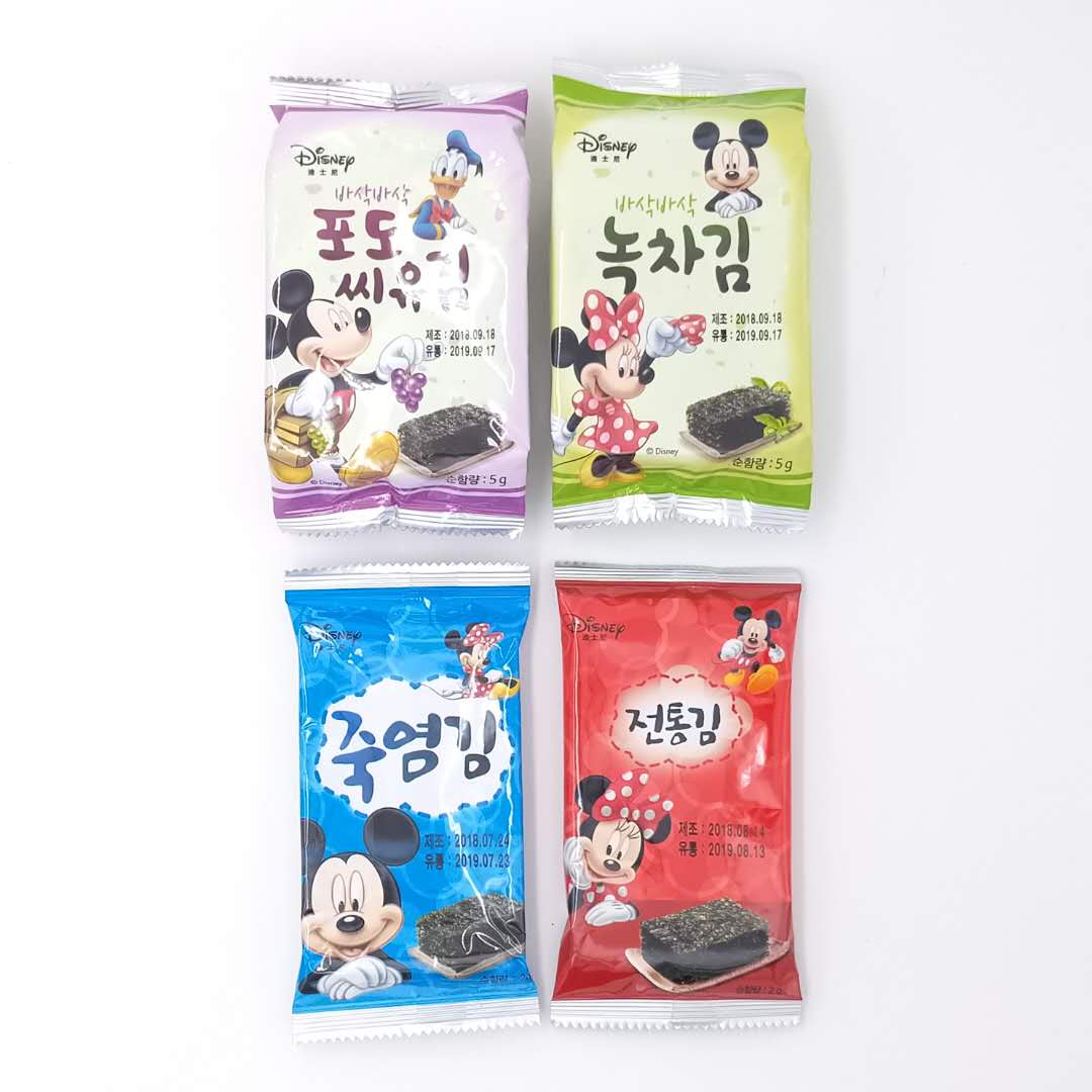 韩国七福屋Disney迪士尼米奇系列绿茶竹盐葡萄迷你传统海苔15g12g|ruв категории закуски/орехи/специальность, Кальмары/вяленая рыба/морепродукты мгновенный, Нори серии - от Buy2taobao.com для оказания профессиональной услуги покупки агента Taobao