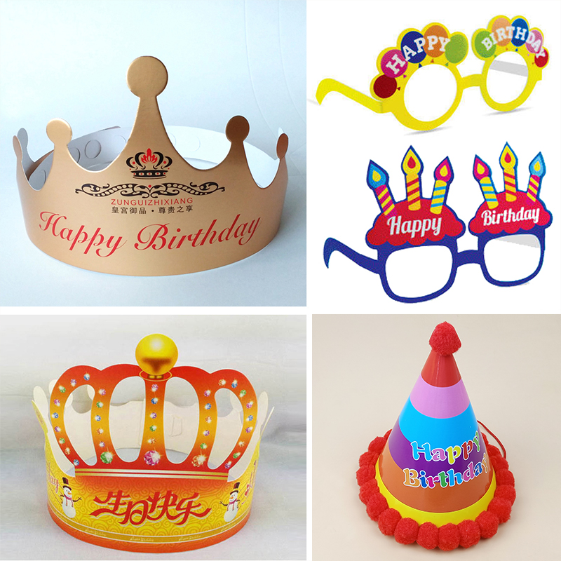Paper quality Birthday hat children Party hats golden card Large cap Cartoon Pleasant glasses birthday ornamentin the Festive supplies/Gift , Role-playing supplies category - from Buy2taobao.com to provide professional Taobao agent buy service