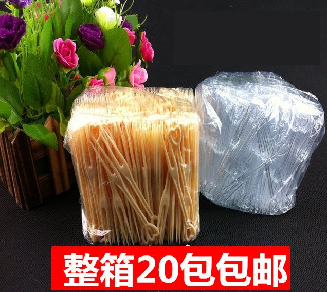 一次性叉子/水果叉/点心叉/蛋糕叉约500只 透明/米黄两色整箱包邮|ruв категории посуда, посуда, фрукты вилка/фрукты подписать - от Buy2taobao.com для оказания профессиональной услуги покупки агента Taobao