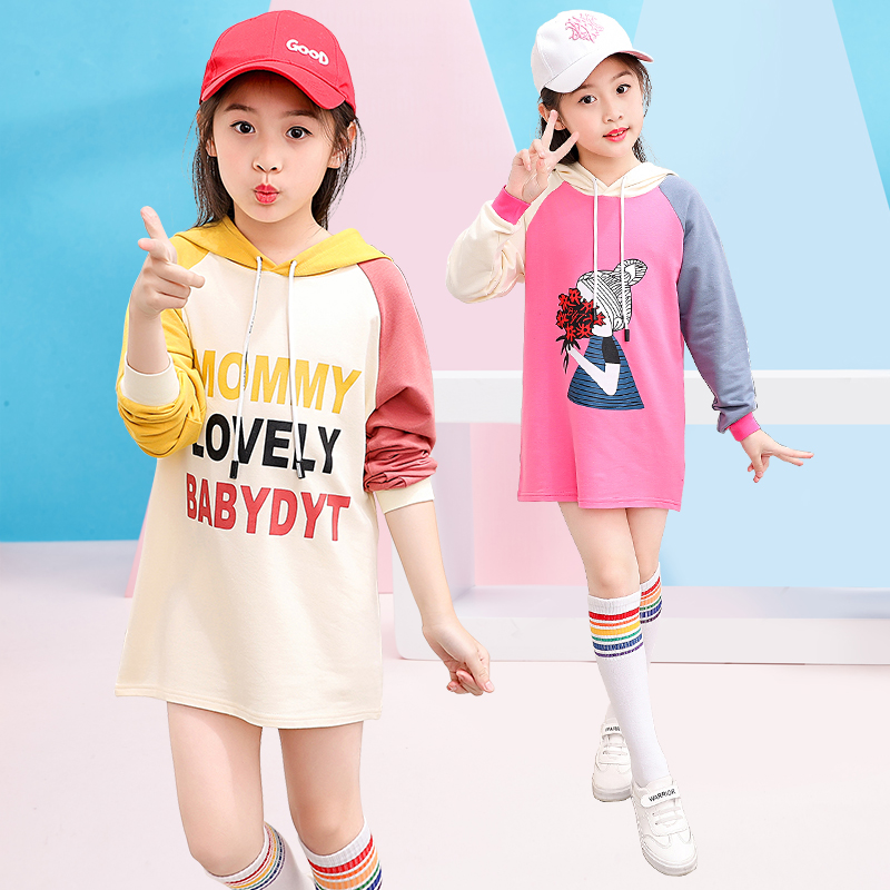 2019纯棉儿童新款春装女童春秋上衣连帽中大童卫衣潮中长款|ruв категории Детская одежда, свитер/свитер - от Buy2taobao.com для оказания профессиональной услуги покупки агента Taobao