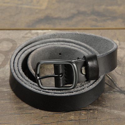 简约复古洗水纯牛皮日字针扣皮带牛仔裤百搭真皮女士腰带软牛皮细