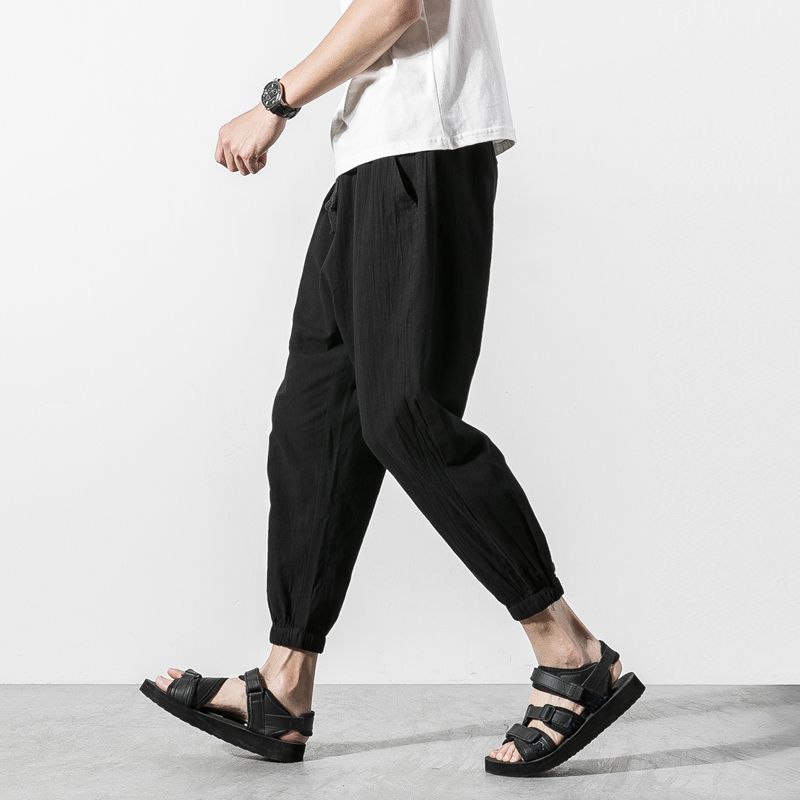 come of age Original men's wear 2019 summer Thin section ventilation Flax Casual pants Easy Feet Solid Cotton and hemp Ninth pantsin the Men's clothing, Casual pants category - from Buy2taobao.com to provide professional Taobao agent buy service