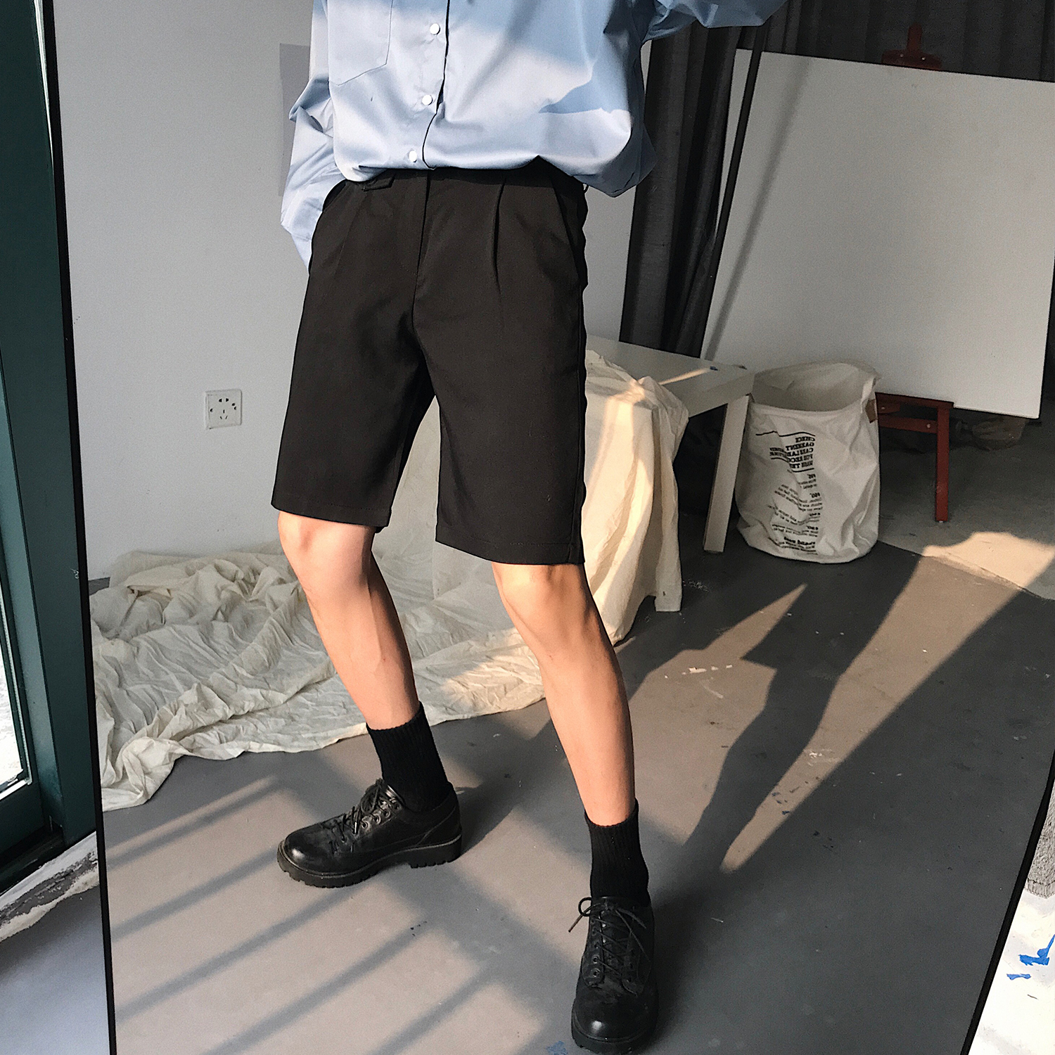 短裤男夏季潮流宽松直筒五分裤西装裤中裤夏天黑色百搭休闲5分裤|msdalam kategori Pakaian Lelaki, seluar santai - dari Buy2taobao.com untuk memberikan perkhidmatan ejen Taobao profesional membeli