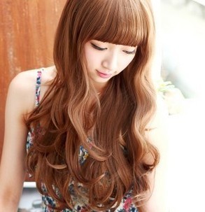 Round face Brown wig long scroll of painting or calligraphy fluffy girl student Long curly hair Broken bangs hairstyle Transsexuals Non-mainstream new patternin the Hair Care/Wig , Wig , Whole wig category - from Buy2taobao.com to provide professional Taobao agent buy service