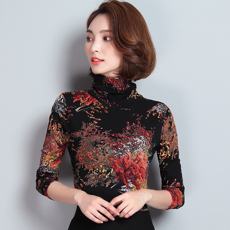 欧洲站甜美时尚高领网纱打底衫女长袖2019春秋百搭修身大码显瘦加在类目 女装/女士精品, 蕾丝衫/雪纺衫中 - 来自Buy2taobao.com提供专业的淘宝代购服务
