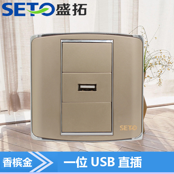 盛拓USB插座面板網線電腦插座usb轉接頭USB線香槟色金色86型壹位在類目 電子/電工, 插座, 電腦插座中 - 來自Buy2taobao.com提供專業的淘寶代購服務