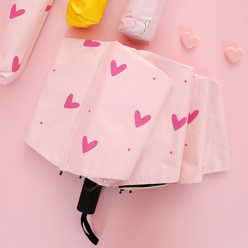 Hearts ins Umbrella fold fresh literature Simplicity Sunshade Small Portable rain or shine Dual use Parasolin the Home Daily , Umbrella/Rain gear/Rain/Moistureproof , Umbrella category - from Buy2taobao.com to provide professional Taobao agent buy service
