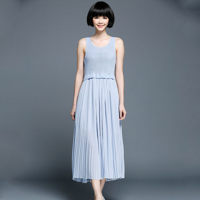 欧洲站夏季修身显瘦连衣裙女雪纺亚麻中长款长