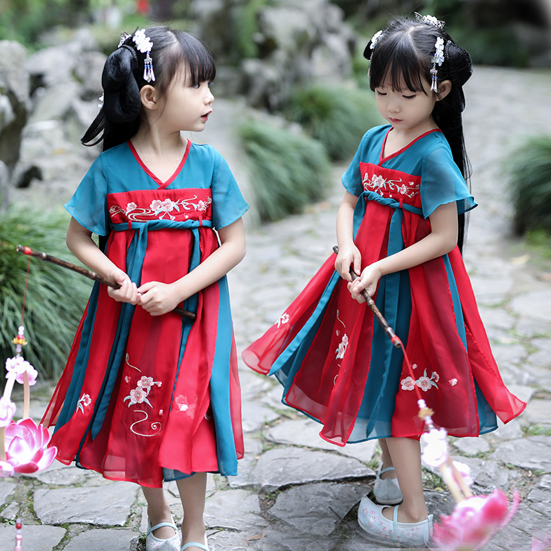 童装裙子中国风复古改良汉服襦裙女童古风刺绣唐装小女孩连衣裙夏|ruв категории Детская одежда, юбки (новый), платье - от Buy2taobao.com для оказания профессиональной услуги покупки агента Taobao