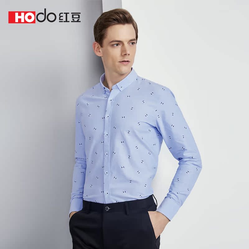 Red bean men's wear Long sleeve shirt Spring New products business affairs leisure time Oxford Cotton printing Long sleeve shirt 073Sin the Men's clothing, Shirt category - from Buy2taobao.com to provide professional Taobao agent buy service