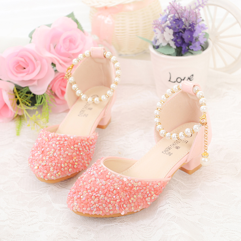 Girls' Shoes spring and autumn 2018 new pattern summer girl Sandals Korean Edition Diamond princess Single shoes Children High-heeled shoesin the Shoes/Baby Shoes/Parent-child shoes , Leather shoes category - from Buy2taobao.com to provide professional Taobao agent buy service