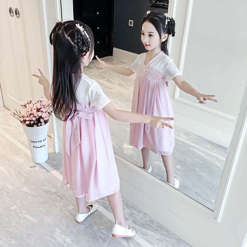 女童汉服夏装连衣裙2019新款中国风儿童装古装公主纱裙超洋气女孩|ruв категории Детская одежда, детей ципао/костюм/национальная одежда, костюм - от Buy2taobao.com для оказания профессиональной услуги покупки агента Taobao
