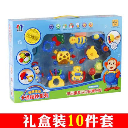 摇铃宝宝玩具0-1岁 婴儿手摇铃10件套 新生婴儿玩具0-3-6-12个月|msdalam kategori Toy/bayi/teka-teki/blok bangunan/model, kanak-kanak Bell/bermain kain/menyenangkan hati mainan, mainan kerincingan - dari Buy2taobao.com untuk memberikan perkhidmatan ejen Taobao profesional membeli