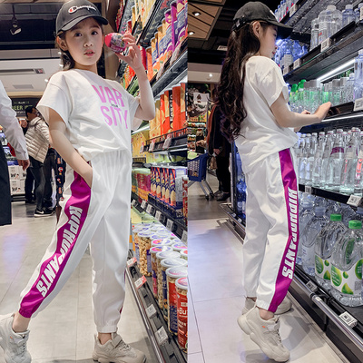 女童夏季套装2019新款儿童时尚洋气短袖网红12岁13中大童夏天夏装