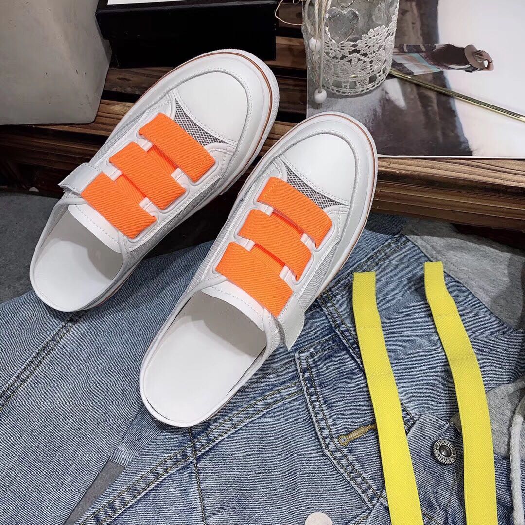2019 new pattern Velcro White shoes genuine leather summer Korean Edition Backless Single shoes Versatile Semi slipper Net surfacein the Women's Shoes, Slippers category - from Buy2taobao.com to provide professional Taobao agent buy service