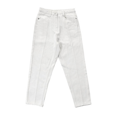 金蘑菇菇 拯救各种上衣的百搭白色牛仔萝卜裤 8分牛仔裤