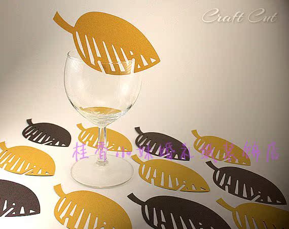 Korean Wedding Hollow leaf Wine cup Insert card Sen family Wedding banquet party Seat card Decorative card 50 Goldin the Festive supplies/Gift , Seat card category - from Buy2taobao.com to provide professional Taobao agent buy service