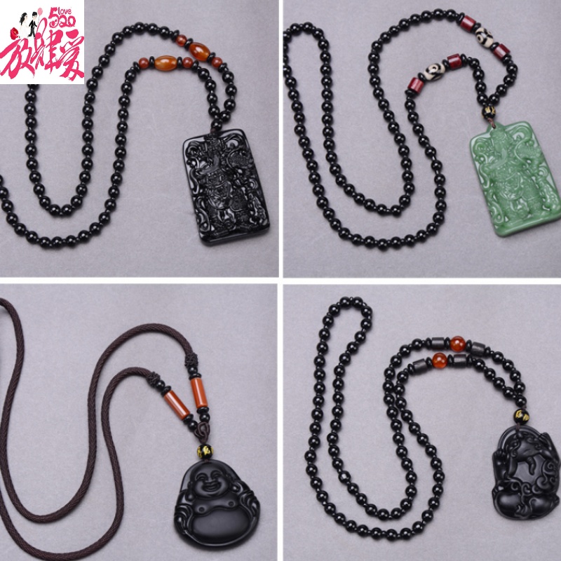 New products Obsidian Guan Yu Necklace gift Boyfriend brave troops Pendant Pendant a buddism godness guanyin Buddha statue sweater chain Jewelryin the Men's clothing, Knitwear/Sweaters category - from Buy2taobao.com to provide professional Taobao agent buy service